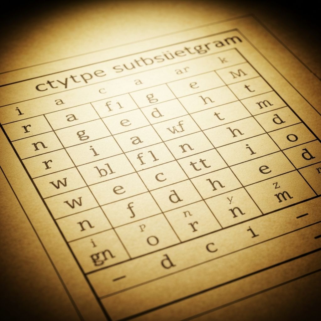 Cryptogram puzzle sheet showing letter number substitution cipher with pencil marks