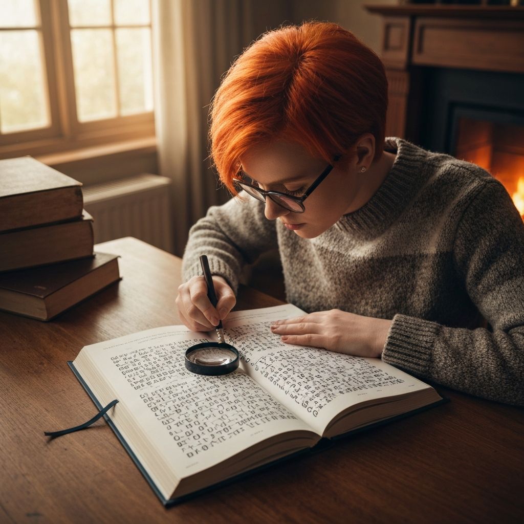 Person solving letter number puzzles with pencil and paper showing coded messages